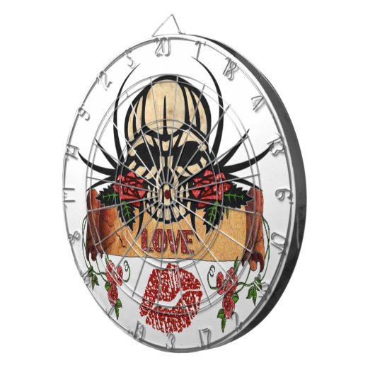 RAB Rockabilly Skull Rose Liebe Lipstick Dartscheibe (Vorderseite rechts)