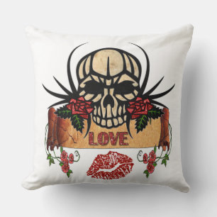 RAB Rockabilly Skull Rose Liebe Lipstick Kissen