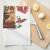 RAB Rockabilly Skull Rose Liebe Lipstick Küchentuch (Viertel Falte)