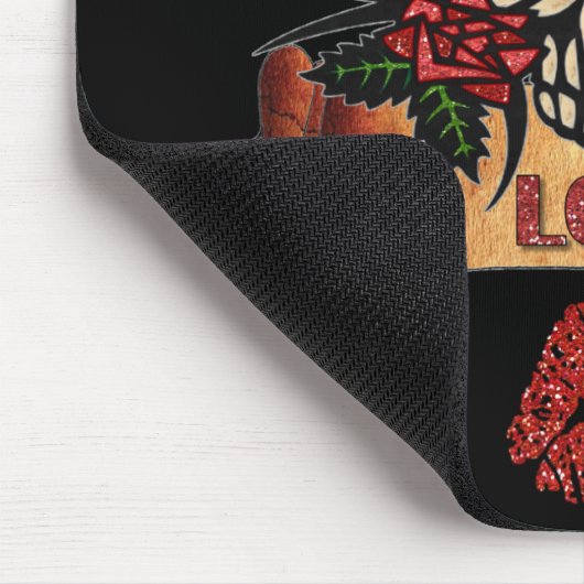 RAB Rockabilly Skull Rose Liebe Lipstick Mousepad (Ecke)