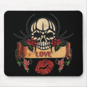 RAB Rockabilly Skull Rose Liebe Lipstick Mousepad (Vorne)