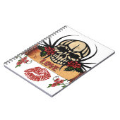 RAB Rockabilly Skull Rose Liebe Lipstick Notizblock (Linke Seite)