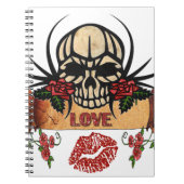 RAB Rockabilly Skull Rose Liebe Lipstick Notizblock (Vorderseite)