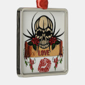 RAB Rockabilly Skull Rose Liebe Lipstick Ornament Aus Metall (Rechts)