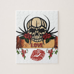 RAB Rockabilly Skull Rose Liebe Lipstick Puzzle