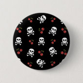 RAB Rockabilly Skulls and Cherries on Black Button (Vorderseite)