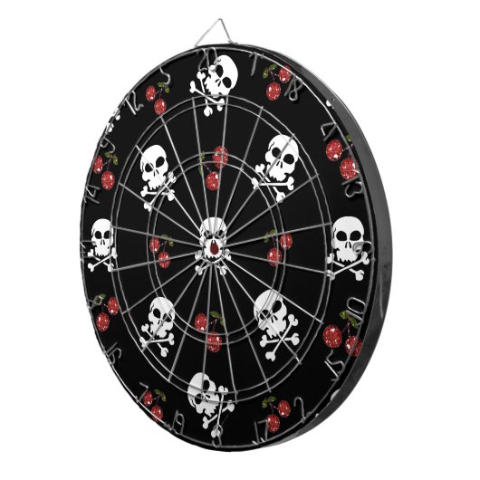 RAB Rockabilly Skulls and Cherries on Black Dartscheibe (Vorderseite rechts)