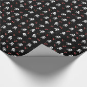 RAB Rockabilly Skulls and Cherries on Black Geschenkpapier (Ecke)