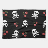 RAB Rockabilly Skulls and Cherries on Black Handtuch (Horizontal)