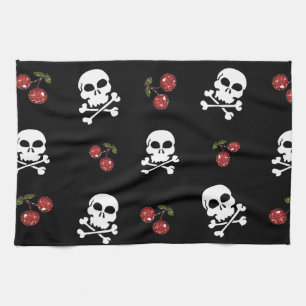 RAB Rockabilly Skulls and Cherries on Black Handtuch
