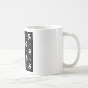 RAB Rockabilly Skulls and Cherries on Black Kaffeetasse