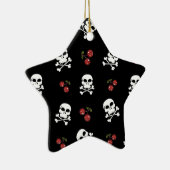 RAB Rockabilly Skulls and Cherries on Black Keramik Ornament (Rechts)