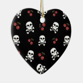 RAB Rockabilly Skulls and Cherries on Black Keramik Ornament (Rechts)