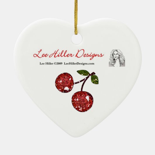 RAB Rockabilly Skulls and Cherries on Black Keramik Ornament (Hinten)