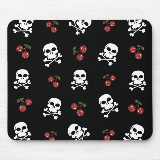 RAB Rockabilly Skulls and Cherries on Black Mousepad (Vorne)