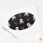 RAB Rockabilly Skulls and Cherries on Black Ovaler Aufkleber (Umschlag)