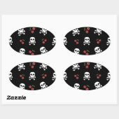 RAB Rockabilly Skulls and Cherries on Black Ovaler Aufkleber (Blatt)