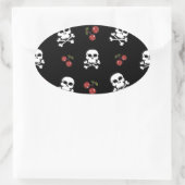 RAB Rockabilly Skulls and Cherries on Black Ovaler Aufkleber (Tasche)