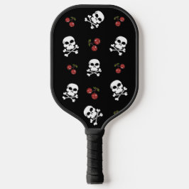 RAB Rockabilly Skulls and Cherries on Black Pickleball Schläger