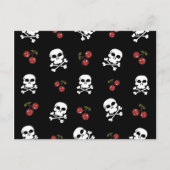 RAB Rockabilly Skulls and Cherries on Black Postkarte (Vorderseite)