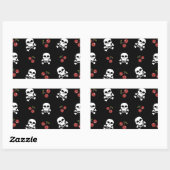 RAB Rockabilly Skulls and Cherries on Black Rechteckiger Aufkleber (Blatt)