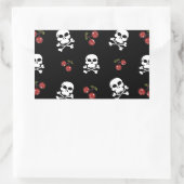 RAB Rockabilly Skulls and Cherries on Black Rechteckiger Aufkleber (Tasche)