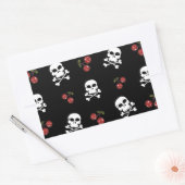 RAB Rockabilly Skulls and Cherries on Black Rechteckiger Aufkleber (Umschlag)
