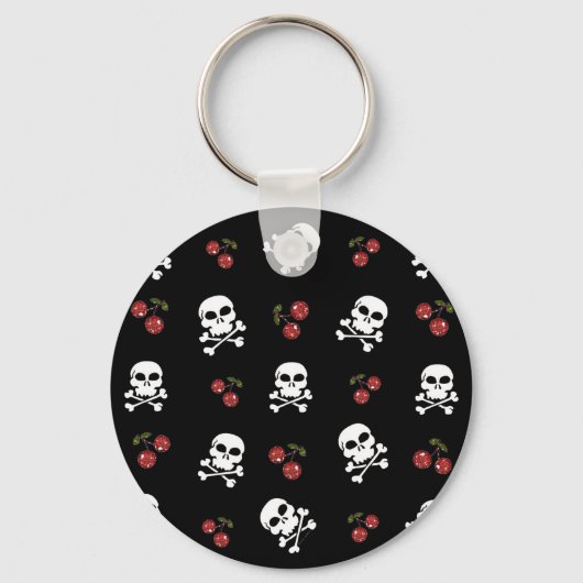 RAB Rockabilly Skulls and Cherries on Black Schlüsselanhänger (Vorderseite)