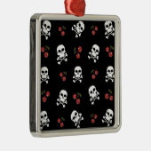RAB Rockabilly Skulls and Cherries on Black Silbernes Ornament (Rechts)