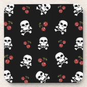 RAB Rockabilly Skulls and Cherries on Black Untersetzer (Vorderseite)