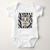RAB Rockabilly Sugar Skull auf Zebra Print Baby Strampler (Vorderseite)