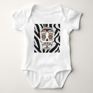 RAB Rockabilly Sugar Skull auf Zebra Print Baby Strampler