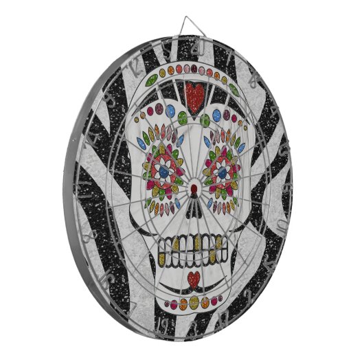 RAB Rockabilly Sugar Skull auf Zebra Print Dartscheibe (Vorderseite Links)