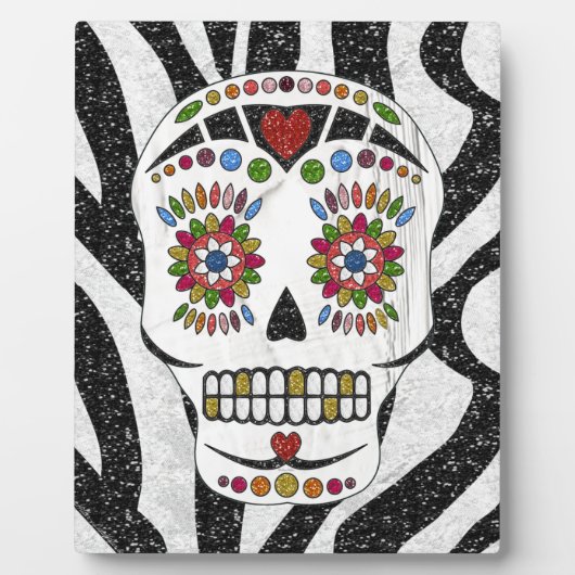 RAB Rockabilly Sugar Skull auf Zebra Print Fotoplatte (Vorderseite)
