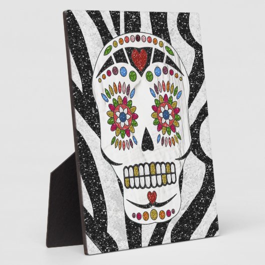 RAB Rockabilly Sugar Skull auf Zebra Print Fotoplatte (Seite)