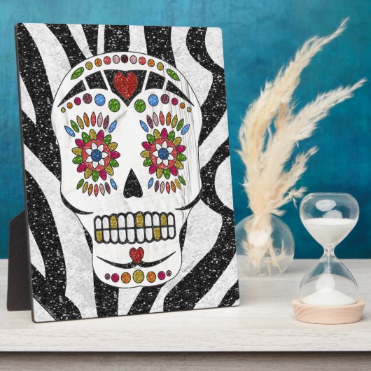 RAB Rockabilly Sugar Skull auf Zebra Print Fotoplatte (Seite)