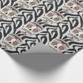 RAB Rockabilly Sugar Skull auf Zebra Print Geschenkpapier (Ecke)