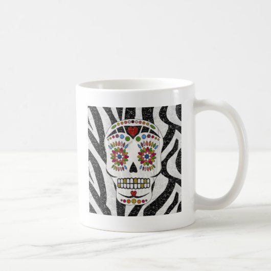 RAB Rockabilly Sugar Skull auf Zebra Print Kaffeetasse (Rechts)