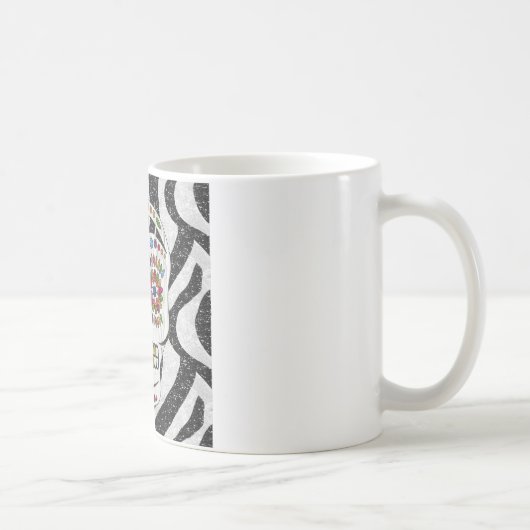 RAB Rockabilly Sugar Skull auf Zebra Print Kaffeetasse (Rechts)