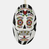 RAB Rockabilly Sugar Skull auf Zebra Print Keramik Ornament (Rechts)