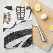 RAB Rockabilly Sugar Skull auf Zebra Print Küchentuch (Viertel Falte)