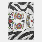 RAB Rockabilly Sugar Skull auf Zebra Print Küchentuch (Vertikal)