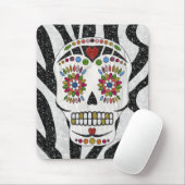 RAB Rockabilly Sugar Skull auf Zebra Print Mousepad (Mit Mouse)