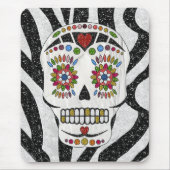RAB Rockabilly Sugar Skull auf Zebra Print Mousepad (Vorne)