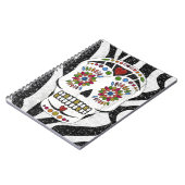 RAB Rockabilly Sugar Skull auf Zebra Print Notizblock (Linke Seite)