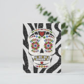 RAB Rockabilly Sugar Skull auf Zebra Print Postkarte (Stehend Vorderseite)