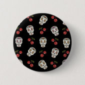 RAB Rockabilly Sugar Skulls Kirschen Kirschen auf Button (Vorderseite)