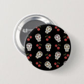 RAB Rockabilly Sugar Skulls Kirschen Kirschen auf  Button (Vorne & Hinten)