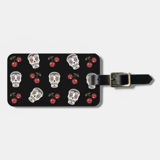 RAB Rockabilly Sugar Skulls Kirschen Kirschen auf Gepäckanhänger (Vorderseite horizontal)