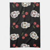 RAB Rockabilly Sugar Skulls Kirschen Kirschen auf  Geschirrtuch (Vertikal)